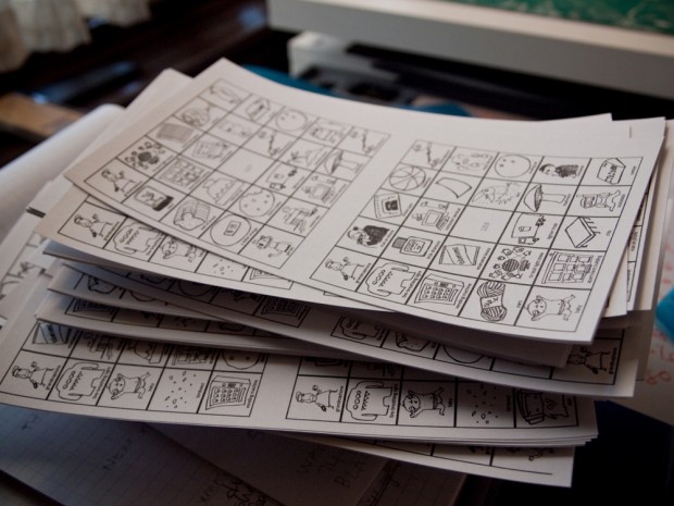 A stack of bingo cards.