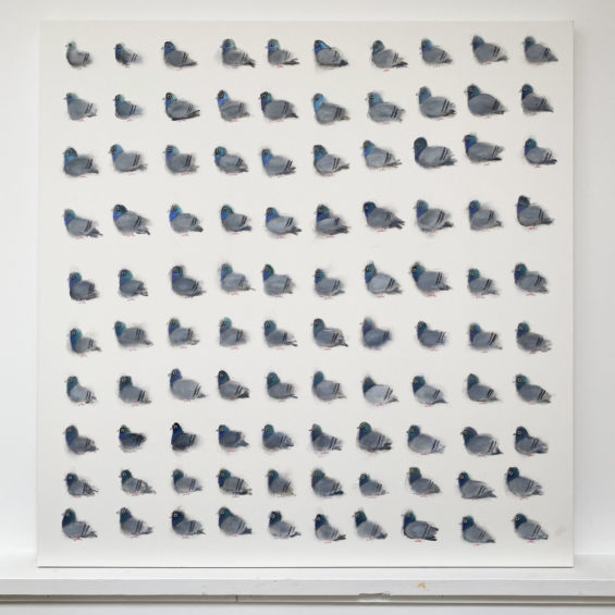 Original Painting: One Hundred Pigeons (48" x 48" canvas) - Image 3