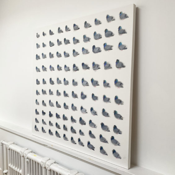 Original Painting: One Hundred Pigeons (48" x 48" canvas) - Image 2