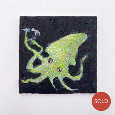 Original Painting: Squid Hanging A Painting