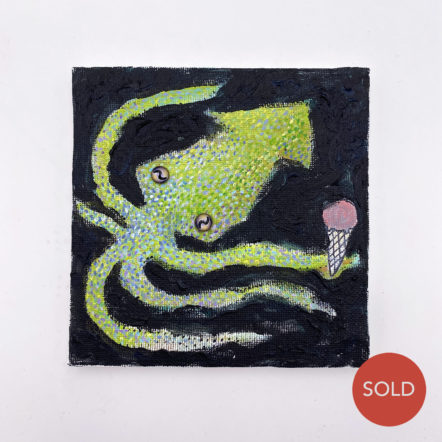 Original Painting: Squid Running With Ice Cream