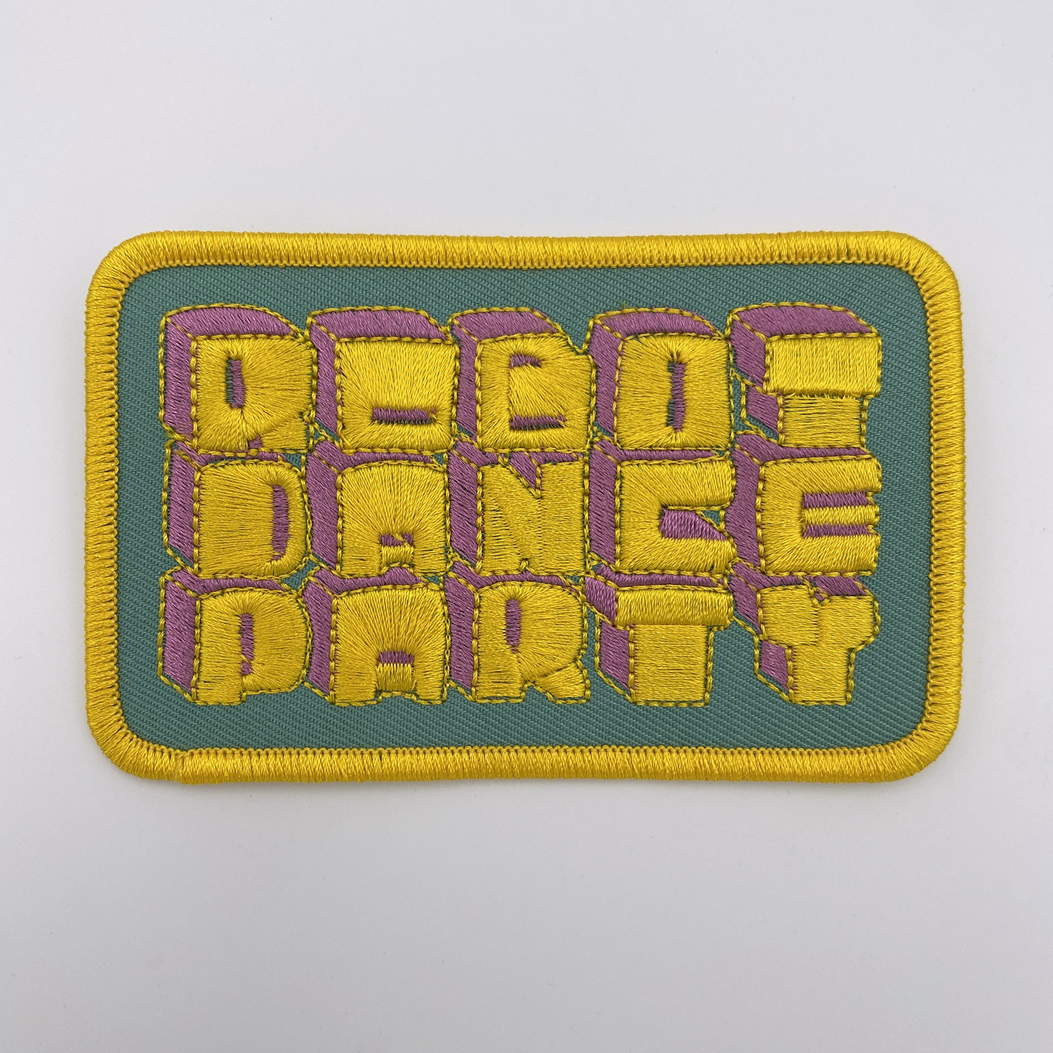 ROBOT DANCE PARTY Official Embroidered Iron-On RECTANGLE PATCH!