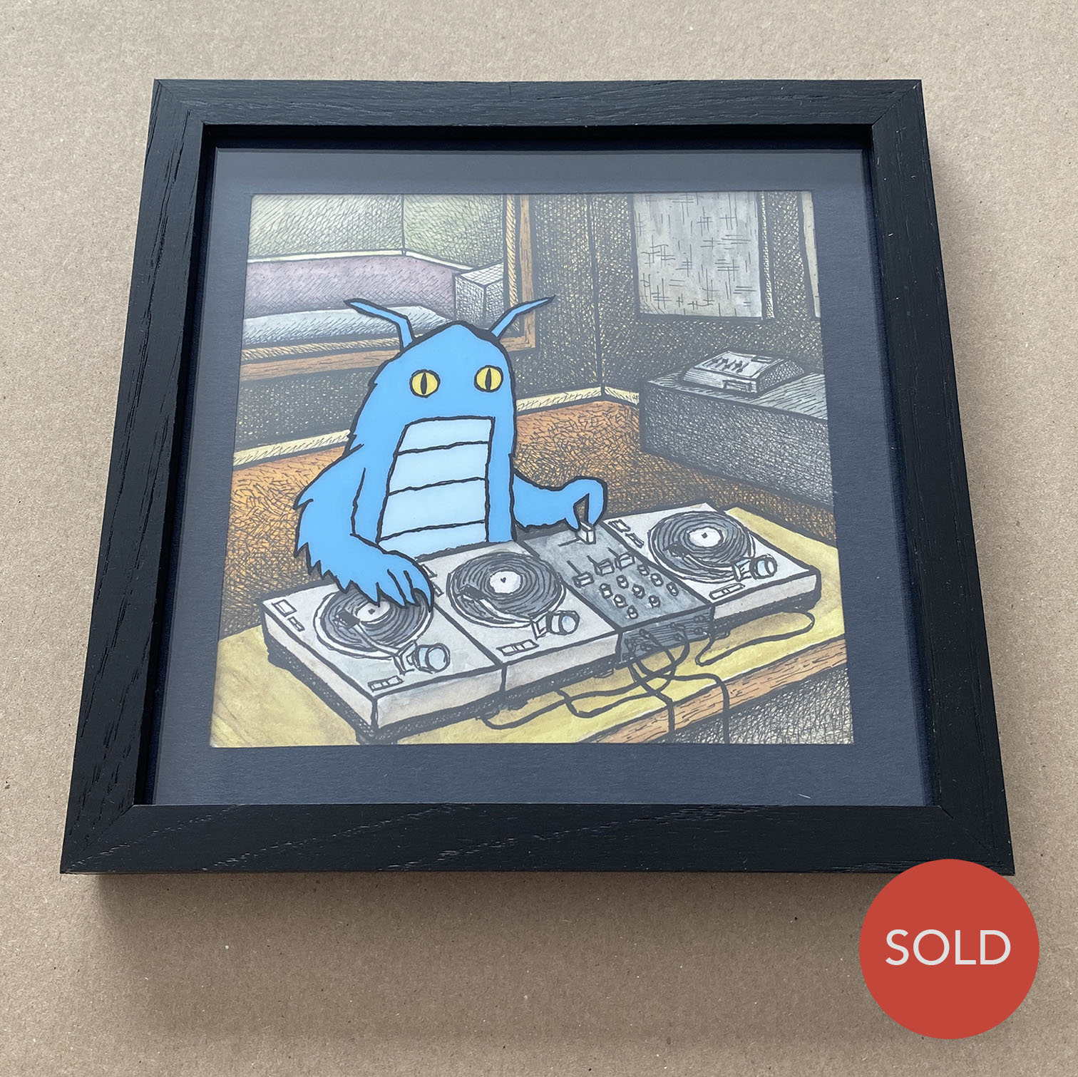 Original 2D Cel Painting: Creature Corners - Yeti Crab on Turntables