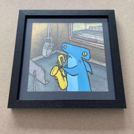 Original 2D Cel Painting: Creature Corners - Hammerhead On Saxophone