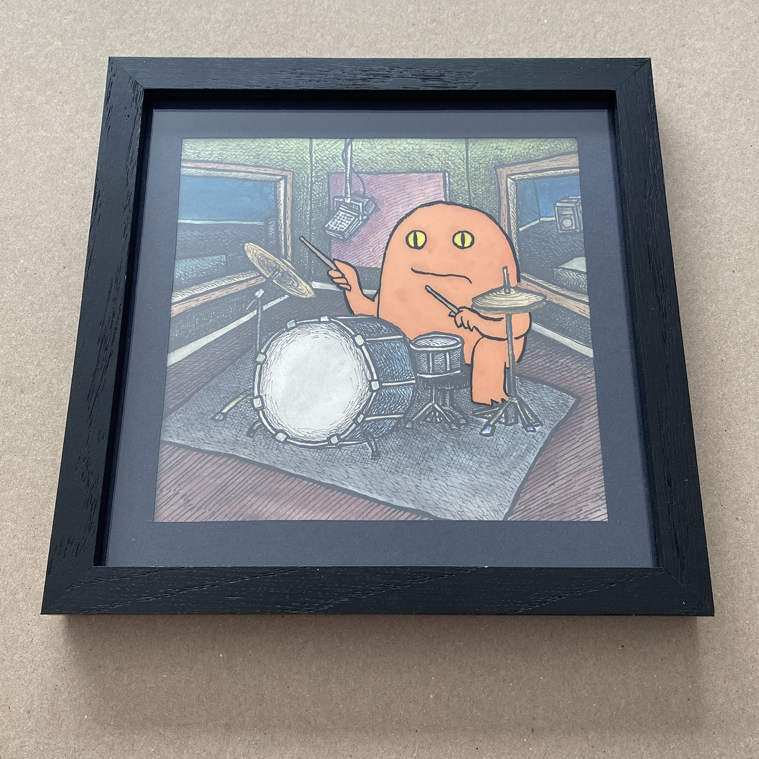 Original 2D Cel Painting: Creature Corners - Desert Rain Frog on Drums