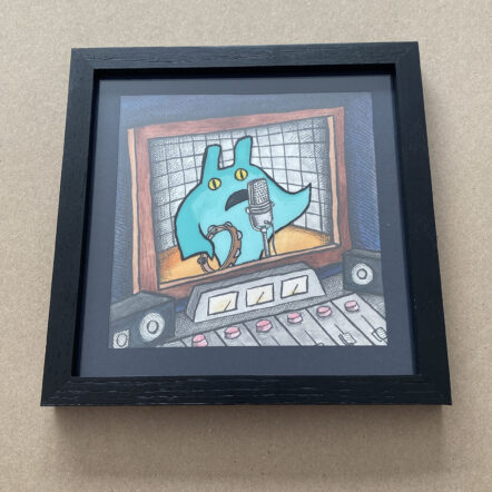 Original 2D Cel Painting: Creature Corners - Manta Ray on Vocals + Tambourine