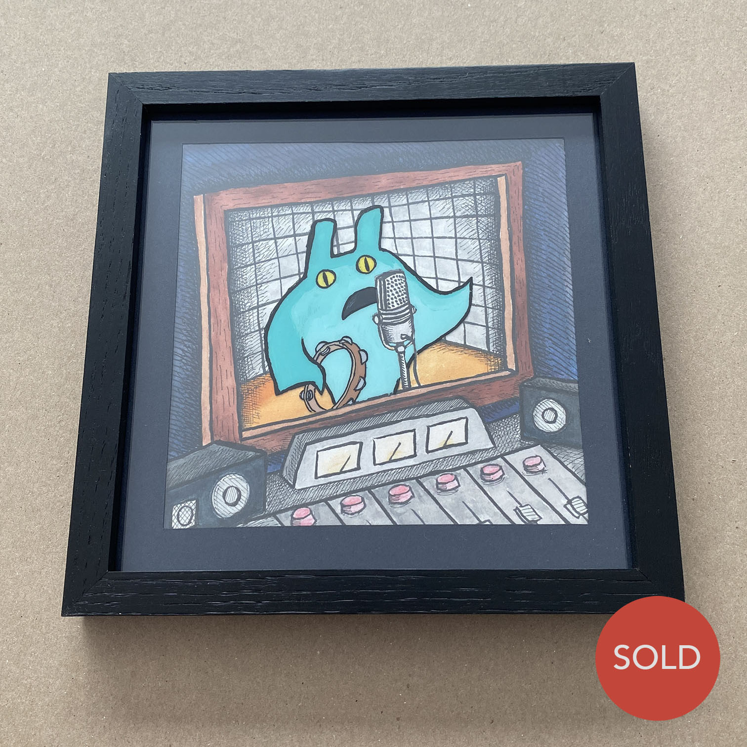 Original 2D Cel Painting: Creature Corners - Manta Ray on Vocals + Tambourine