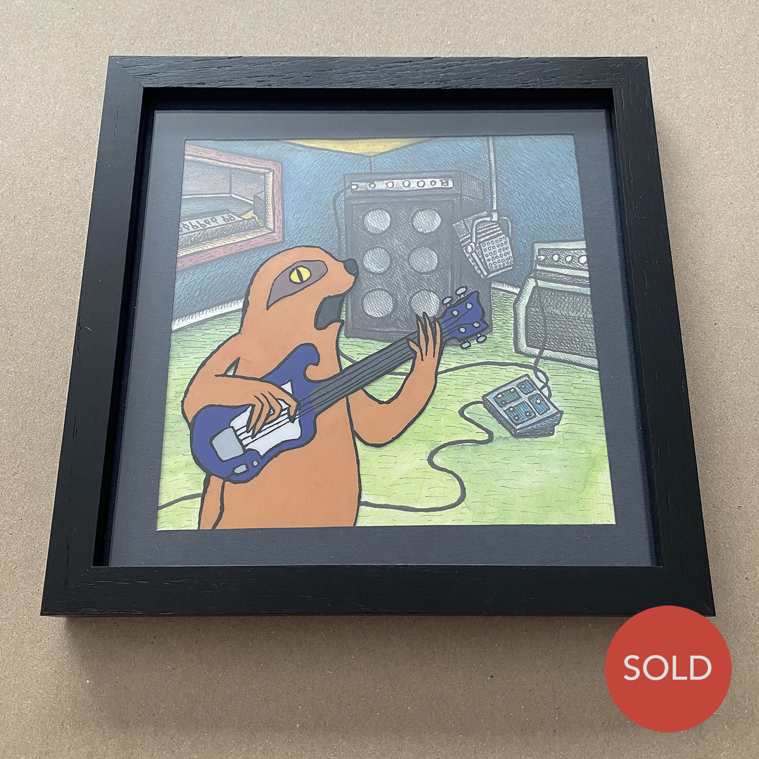 Original 2D Cel Painting: Creature Corners - Sloth on Bass